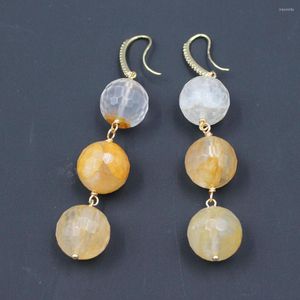 Boucles d'oreilles pendantes GuaiGuai, bijoux lépidocrocites jaunes naturels, Quartz brésilien, vraie pierre, crochet CZ, mode pour dames