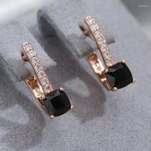 Dange oorbellen Gulkina Elegant Engelse dames 585 Rose Gold kleur ingelegde zwarte zirkoon strip dagelijkse prachtige sieraden 2024