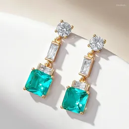 Boucles d'oreilles en peluche gulkins luxury bleu carré zircon natural zircon pour femmes 585 GODE ROSE COULEUR DE MÉDICA