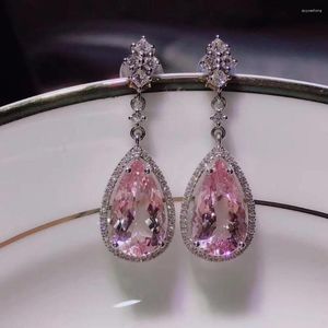 Dangle Oorbellen H619 Fijne Sieraden Echt Puur 18 K Wit Goud AU750 Natuurlijke Roze Morganite Edelsteen 5.93ct Drop Voor Vrouwen