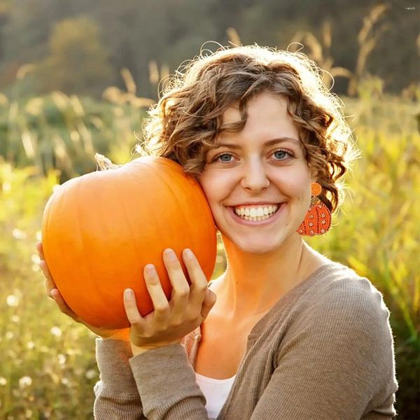 Boucles d'oreilles pendantes d'halloween pour femmes, Costumes de vacances en perles de citrouille, bijoux de fête, cadeaux pour enfants filles