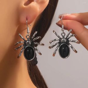 Boucles d'oreilles pendantes Halloween personnalité polyvalente araignée noire mode marée exagérée drôle Vintage goutte femmes