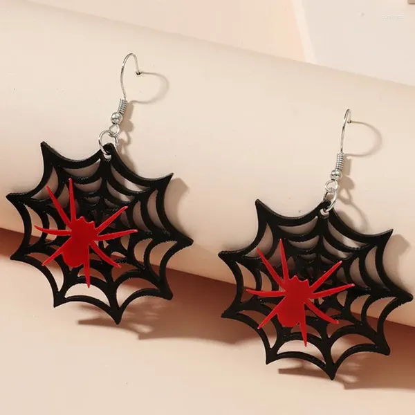 Pendientes colgantes Halloween Punk Red Spider Web Gota para mujeres Fantasma negro Calabaza Murciélago Borla Pendiente Festival Fiesta Encantos Joyería Regalo