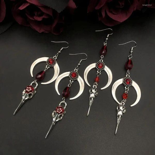 Boucles d'oreilles pendantes Halloween rétro pour femmes, gothique, lune foncée, Rose, ciseaux, bijoux de luxe légers, cadeau