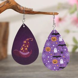 Boucles d'oreilles en peluche Halloween Vintage Creative Witch Hat Pumpkin Spider Bat Pu Cuir Drop Cadeaux pour les femmes Mom Girls