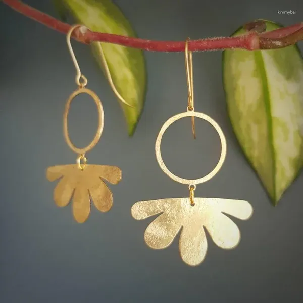 Pendientes colgantes Martillo Círculo de latón y flor Individual El regalo para madre esposa hija