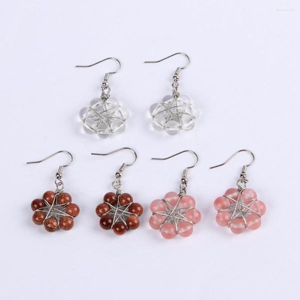 Pendientes colgantes artesanales DIY cuentas de cristal Natural siete estrellas Reiki colgante de mujer joyería de moda gancho blanco