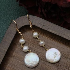 Boucles d'oreilles en peluche à la main Baroque Style Freshater Pearl Pendant Fashionable Sweet Elegant Wedding Bijoux de Noël cadeau