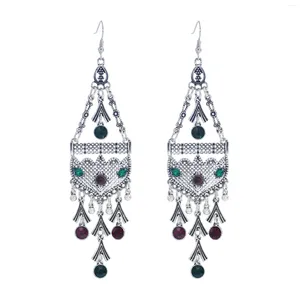 Boucles d'oreilles pendantes faites à la main avec gros strass thaïlandais, Piercing pour femmes, style Boho Vintage, Bijoux de fête