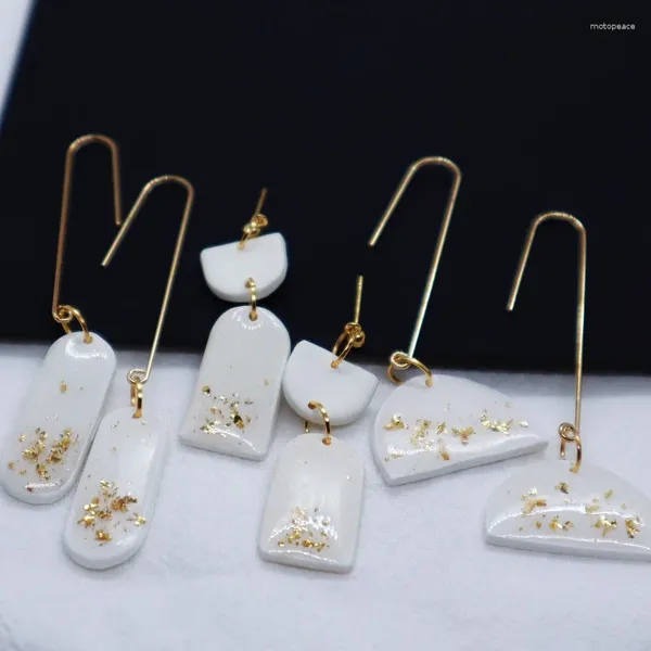 Boucles d'oreilles pendantes faites à la main, pendentif géométrique à la mode pour femmes, argile douce, poterie, goutte, accessoire de bijoux, 2023