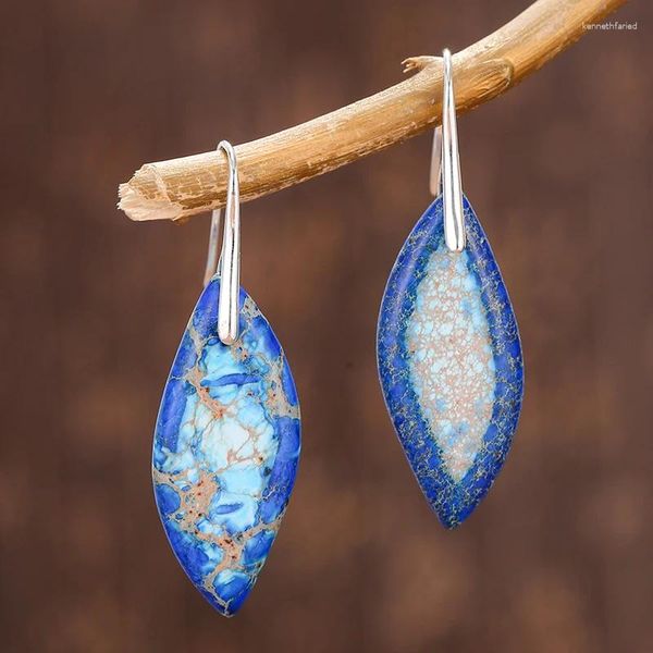 Boucles d'oreilles pendantes en pierres naturelles faites à la main, crochet de vie pour femmes, Jaspers, style Boho, bijoux d'art