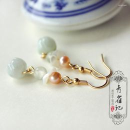 Orecchini pendenti fatti a mano retrò perla naturale conchiglia fiore zucca accessori di abbigliamento cinesi