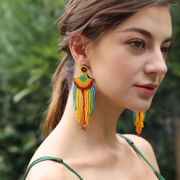 Boucles d'oreilles pendantes faites à la main, perles de rocaille, pendentif pampille pour femmes, vente de gouttes du fabricant