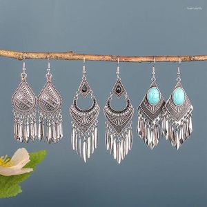 Bengelen oorbellen handgemaakte dames vintage zilveren kleur kwast overdreven etnische shell drop round boheemian hangers groothandel