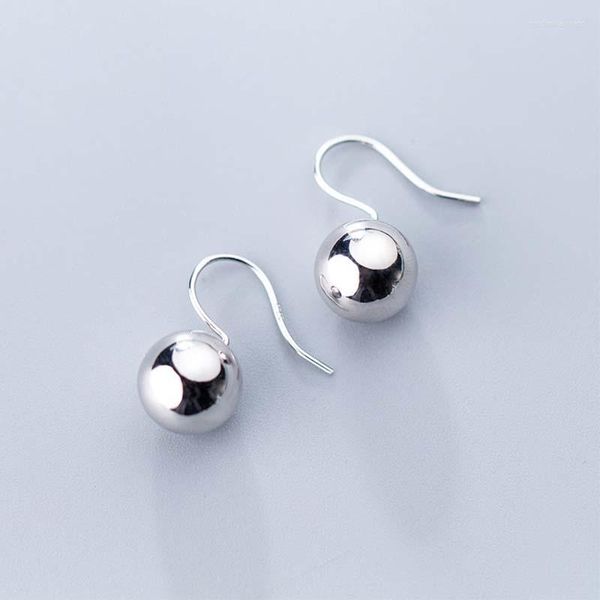 Boucles d'oreilles pendantes perles suspendues en argent Sterling 925 pour les femmes Simple boule ronde brillante goutte boucle d'oreille bijoux de mode cadeau en gros