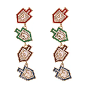 Boucles d'oreilles pendantes HANUKKAH DREIDEL STUD avec cristaux strass Trio Post-back fête juive accessoire pour femme