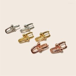 Boucles d'oreilles pendantes pour femmes, éléments matériels, Design de liens, haute qualité, luxe, acier titane, couleur or, mode, bijoux 302i