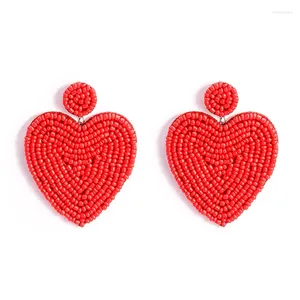 Boucles d'oreilles pendantes en forme de cœur, Vintage, faites à la main, grande résine carrée, déclaration de fête, bijoux pour femmes, vente en gros, 2024