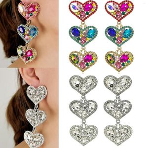 Boucles d'oreilles en pente coeur boutage rose rouge Valentin cadeau de mode pour les femmes filles