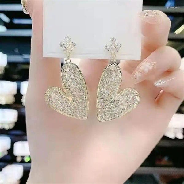 Pendientes colgantes En forma de corazón De gama alta Delicado Elegante Lujo Con estilo -Venta Temperamento de cristal De moda