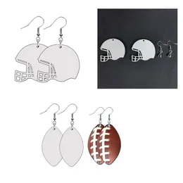 Boucles d'oreilles pendantes par transfert de chaleur par Sublimation, Vintage, sportives, casques/Football, clous d'oreilles en bois, ornement de fête, livraison directe