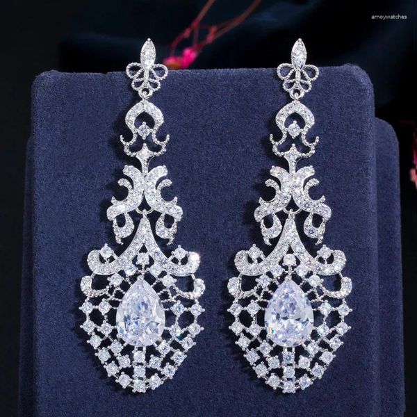 Boucles d'oreilles en peluche industrie lourde exagérée bling cubique zirconi en pierre de pierre étalon de couleur pour femmes bijoux de mode 2024 cadeau