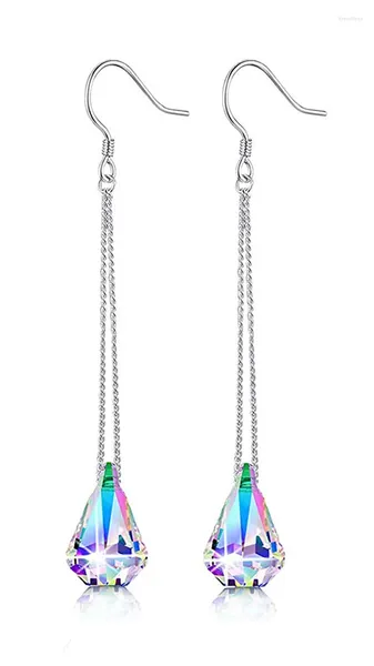 Boucles d'oreilles pendantes Hermosa cristal autrichien larme Aurore boréale longue goutte cadeau