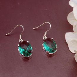 Boucles d'oreilles pendantes Hermosa doux incroyable brillant GreenTopaz plaqué argent pour femmes bijoux de mode 1 1/4 pouces ME019