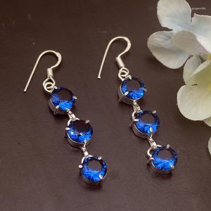 Boucles d'oreilles pendantes Hermosa Design spécial océan BlueTopaz pour femmes bijoux de mode 2 1/4 pouces A818