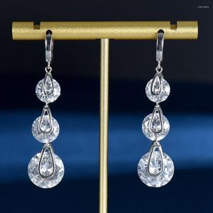 Boucles d'oreilles hybrides rondes pour femmes, bijoux de mariage, zircone cubique, dubaï, accessoires de mode pour mariée, E-1113