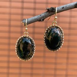 Boucles d'oreilles pendantes haut de gamme pour femmes, plante aquatique, Onyx, goutte d'eau, bijoux audacieux et élégants, vente en gros, 4UN-E034