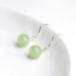 Boucles d'oreilles en peluche haut de gamme S925 argent incrusté naturel natural jadéite vert clair jade jade à la mode des cadeaux pour femmes bijoux