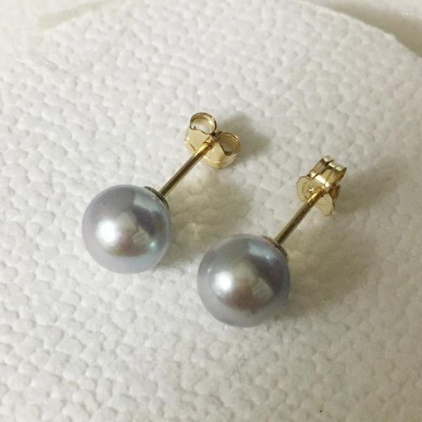 Pendientes colgantes Naturaleza de alto nivel Akoya Pearl Pearring Real 14k Gold relleno de oro 7 mm de sal marina