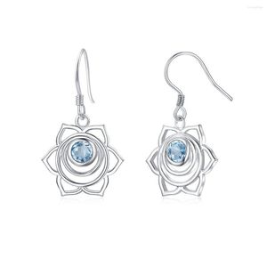 Dange oorbellen van hoge kwaliteit aquamarine drop bloemen 925 Sterling silve oorbel voor vrouwen trendy statement hypoallergene yoga sieraden