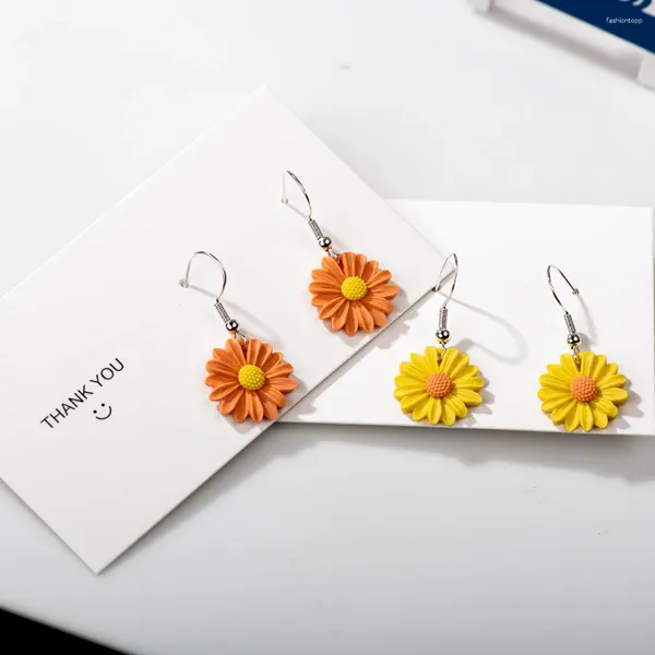 Boucles d'oreilles pendantes en céramique de haute qualité, épingles Anti-allergiques, accessoires, fleurs de chrysanthème multicolores, Z633