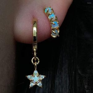 Boucles d'oreilles pendantes haute qualité mode femmes fille bijoux blanc opale de feu pierre mignon belle étoile charme goutte boucle d'oreille