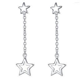 Boucles d'oreilles pendantes de haute qualité magnifique AE185 couleur argent classique pour les femmes en gros bijoux de mode étoile à cinq branches suspendue