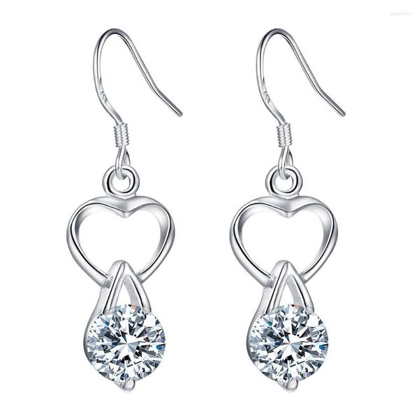 Boucles d'oreilles pendantes de haute qualité magnifique AE487 couleur argent classique pour les femmes en gros bijoux de mode bulle coeur