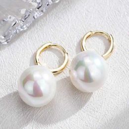 Boucles d'oreilles pendantes à reflets, perle blanche de 14MM, 18 carats, pour mariage, Thanksgiving, FOOL'S DAY Aquaculture