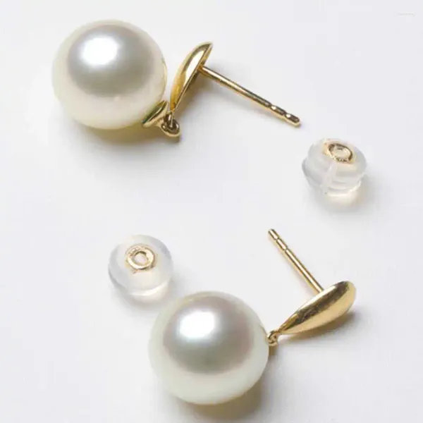 Pendientes colgantes Destacados 16MM Perla de concha blanca 18K CARNAVAL Mujer Acuicultura Hermosa DÍA DE LOS TONTOS