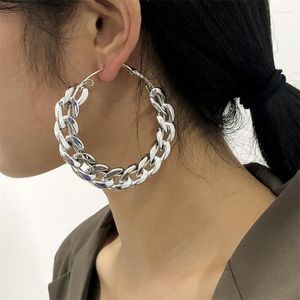 Boucles d'oreilles pendantes Hiphop en acier inoxydable grand cercle torsadé chaîne à maillons boucle d'oreille pour femmes Punk boucle à géométrie épaisse bijoux en gros