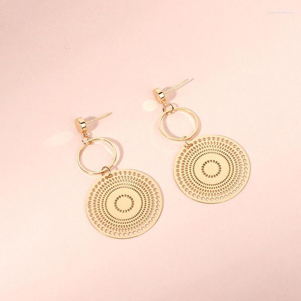 Boucles d'oreilles pendantes évider cercle géométrique européenne et américaine ethnique bohème ronde vente directe d'usine