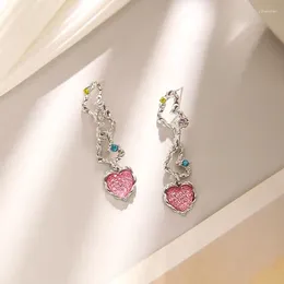 Boucles d'oreilles pendantes en forme de cœur ajouré pour femmes, bijoux simples et élégants de Style coréen