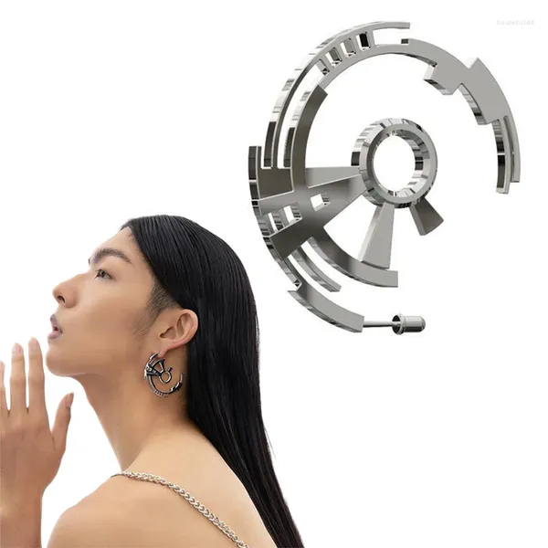 Boucles d'oreilles pendantes creuses Punk mécanique Cyberpunk unisexe Couple Y2k forme d'engrenage circulaire clous d'oreille bijoux accessoires cadeau