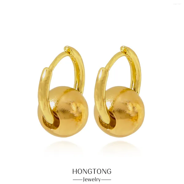 Boucles d'oreilles HONGTONG en acier inoxydable 316L pour femmes, couleur or, breloque boule suspendue, bijoux de haute qualité, vente en gros