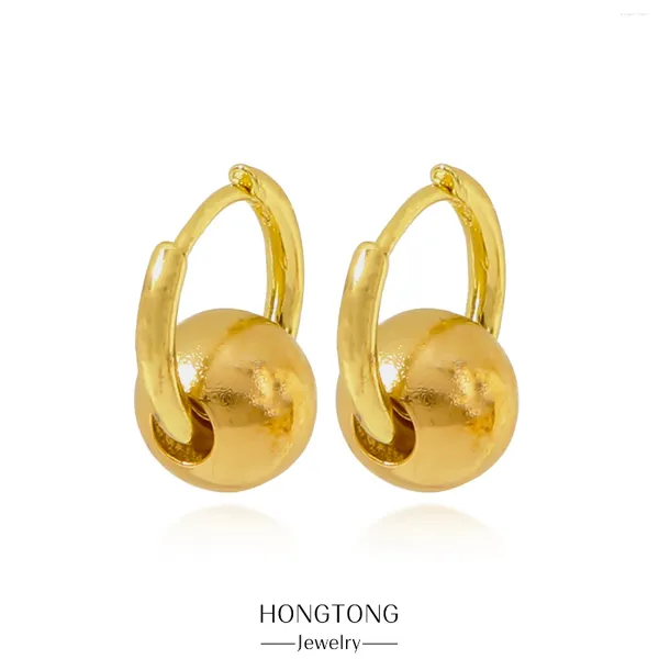 Pendientes colgantes HONGTONG 316L de acero inoxidable para mujer, colgante de bola de Color dorado, pendiente colgante, joyería de alta calidad al por mayor