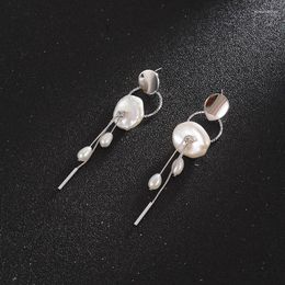 Boucles d'oreilles pendantes Hongye Punk 925 argent goutte baroque naturel perle d'eau douce boucle d'oreille pour les femmes mode Long gland bijoux cadeau