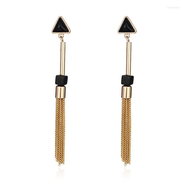 Boucles d'oreilles pendantes Hongye Tassel Long Women's Atmosphere Simple Black Agate Fashion Jewelry Wholesale