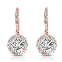 Boucles d'oreilles pendantes HOYON mode tendance or 18 carats coeur flèche ronde plein diamant Zircon pour femmes bijoux de luxe Rose cadeau