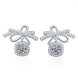 Dangle Oorbellen HTOTOH 0,5 karaat ronde Moissanite 925 zilveren druppel dames bruiloft sieraden